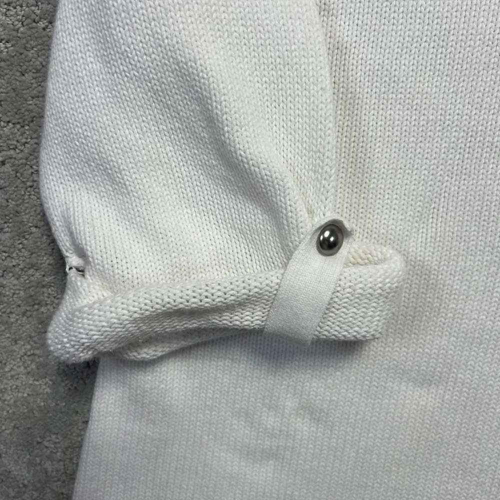 VTG‎ Christopher & Banks Sweater Womens XL/P White Cotton Roll Neck 3/4 Sleeve